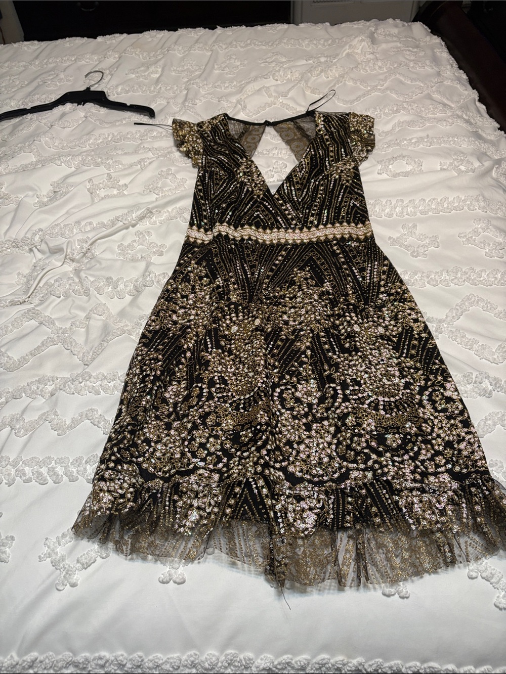 Hello Molly Black and Gold Sequin Mini Dress